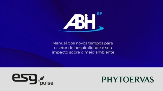 Banner de divulgação do manual da ABIH-SP, com fundo azul-escuro e a frase 